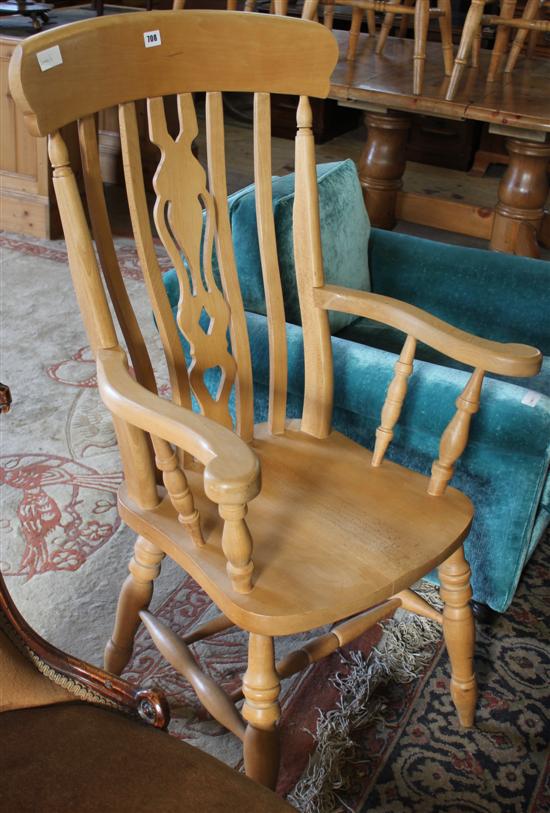 Large Windsor style beech elbow chair